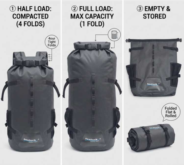 Ba lô chống nước Roll Top Hiệu suất chống thấm nước và tính linh hoạt lưu trữ
